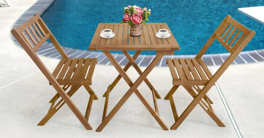 Wooden Bistro Sets for patio and deck featured