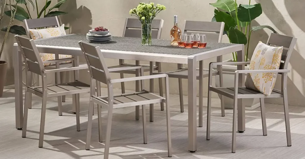best Metal Outdoor Dining Sets For 6 for patio Metal Dining Set For 6 featured