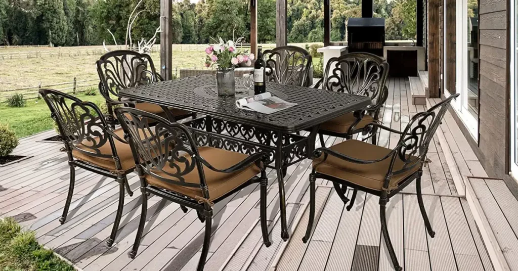 7 Piece Cast Aluminum Outdoor Dining Sets for patio 7 Piece Cast Aluminum Outdoor Dining Set featured