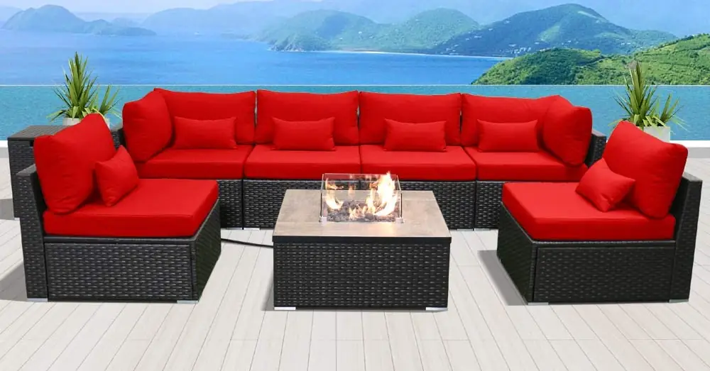dineli patio furniture with fire pit red and square dineli outdoor furniture review featured