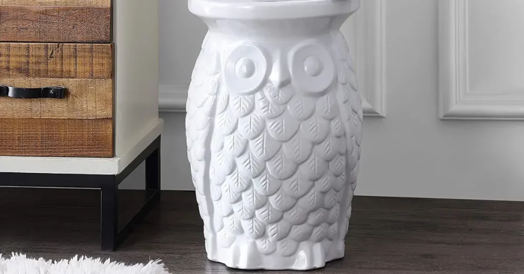 The Cost of a white ceramic owl garden stool